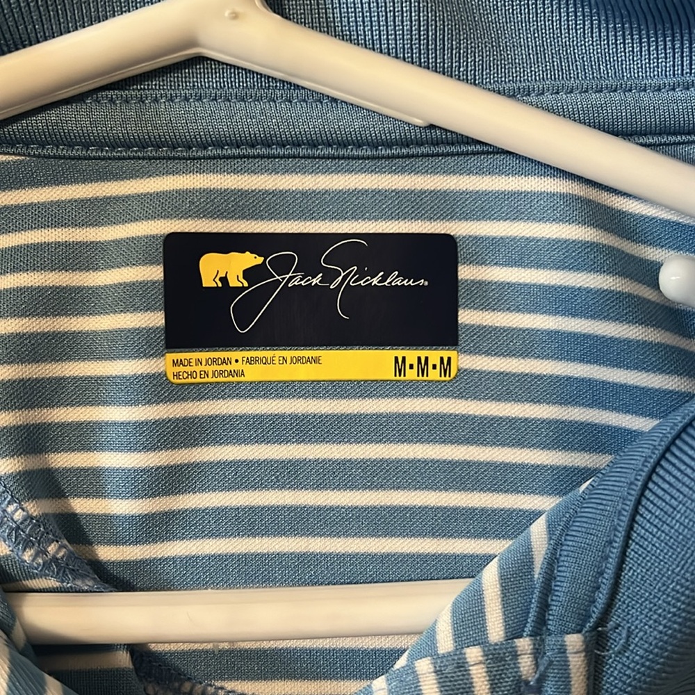 Jack Nicklaus Golden Bear Blue/White Striped Collared Shirt. Size//Medium - Picture 3 of 4